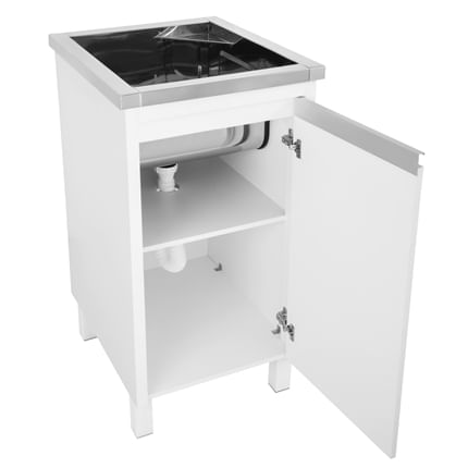Gabinete com tanque inox 44x51,5x85 alto brilho c/vsa 3,5"