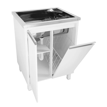 Gabinete com tanque inox 63x51,5x85 alto brilho c/vsa 3,5"