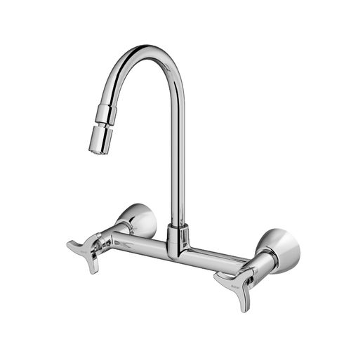 Misturador bica alta 1/2" e 3/4" de parede para cozinha LEED Trio cromado