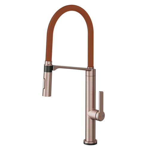 Monocomando de mesa para cozinha Doc Tech cobre escovado com mangueira