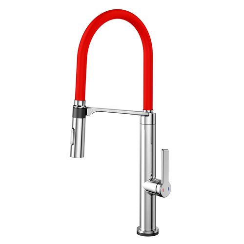Monocomando de mesa para cozinha Doc Tech cobre escovado com mangueira