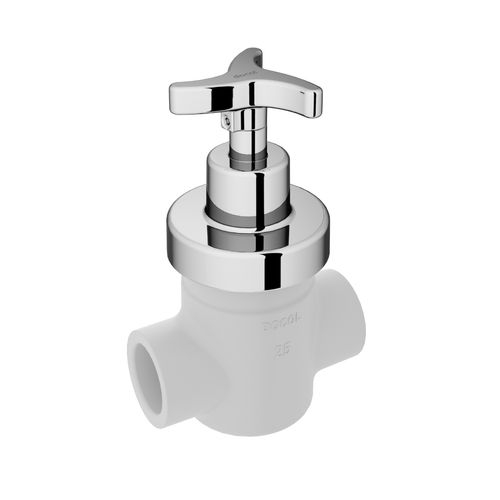 Registro tipo Gaveta Basetec PVC 1/4 volta de 25mm com acabamento Trio cromado