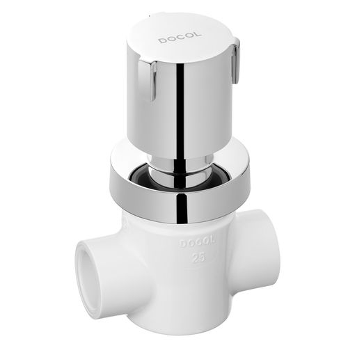 Registro tipo gaveta basetec PVC 1/4 volta de 25mm com acabamento Riva cromado