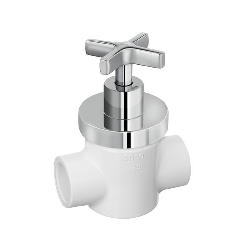 Registro tipo gaveta basetec PVC 1/4 volta de 25mm com acabamento Invicta cromado