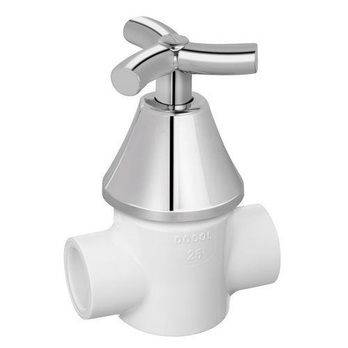Registro tipo gaveta basetec PVC 1/4 volta de 25mm com acabamento DocolPrimor cromado